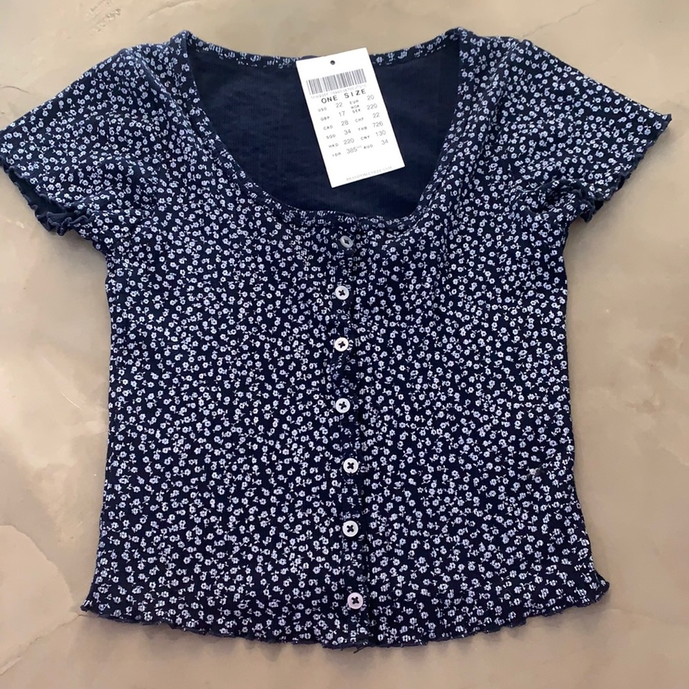 brandy melville blue floral top